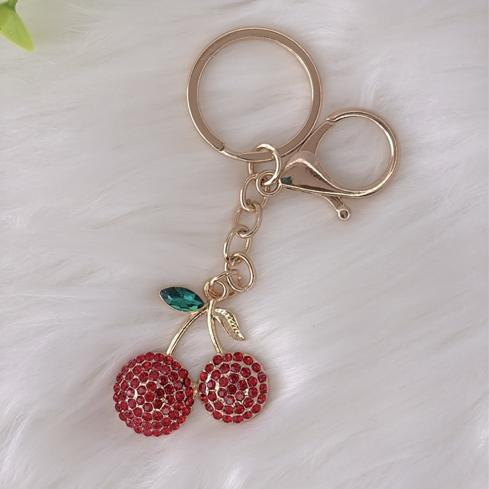 Cherry Rhinestone Bag Charm/‎ Keychain Accessory - Picture 2 of 6
